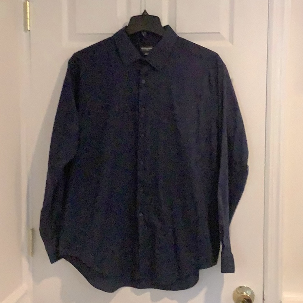 VAN HEUSEN Flex Men’s Navy Blue Slim Fit Stretch Minimalist Dress Shirt 2XL
